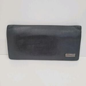 Burberry Black Label Wallet Black Bifold Card Bill Holder Leather Logo Slim Larg